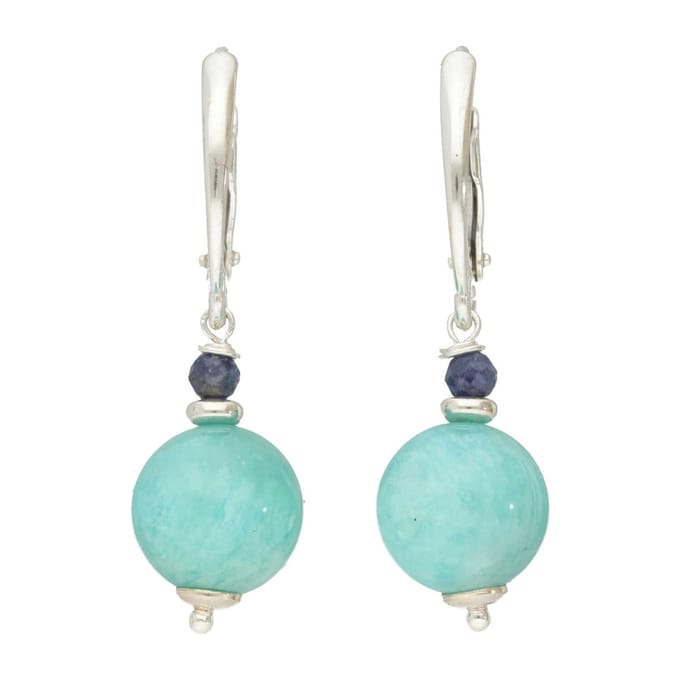 Bela Donaco - Oorbellen Bohemian B10 – Amazoniet – Saffier – Sterling Silver