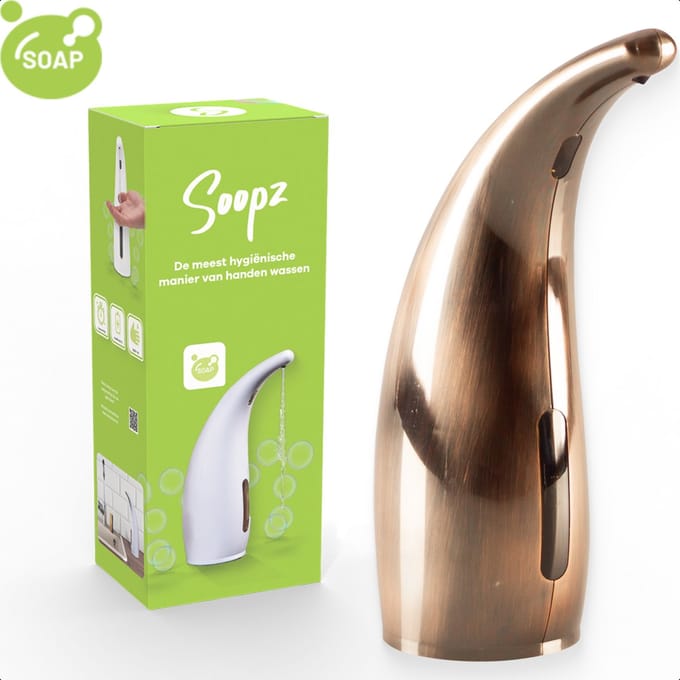 Soopz Automatische Zeepdispenser – Koper – Copper Brushed Classic – Zeeppompje met Bewegingssensor – Handzeep