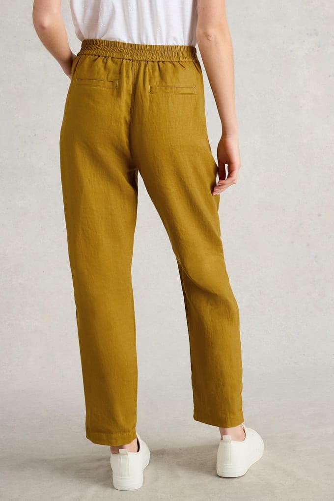 White Stuff Rowena Linen Trouser Mid Chartreuse Taglia: 8 REGULAR | Pantaloni da completo Outlet | Donna | Bianco