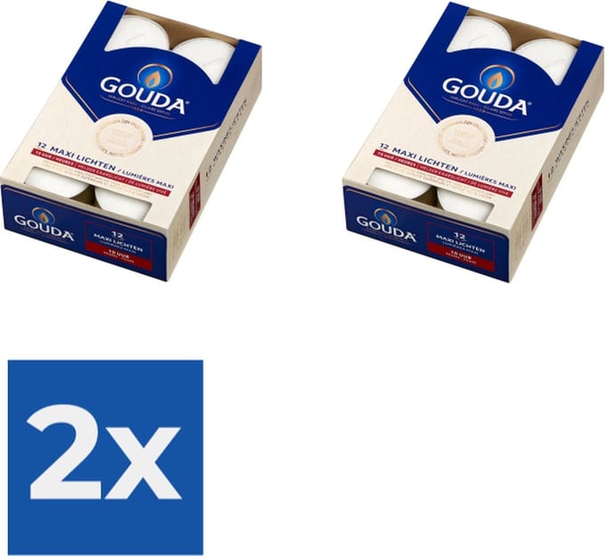 Gouda Waxinelichtjes Wit - 12 stuks - Voordeelverpakking 2 stuks