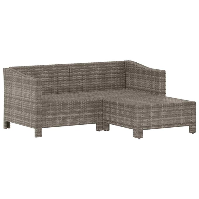 vidaXL - 3-delige - Loungeset - met - kussens - poly - rattan - grijs