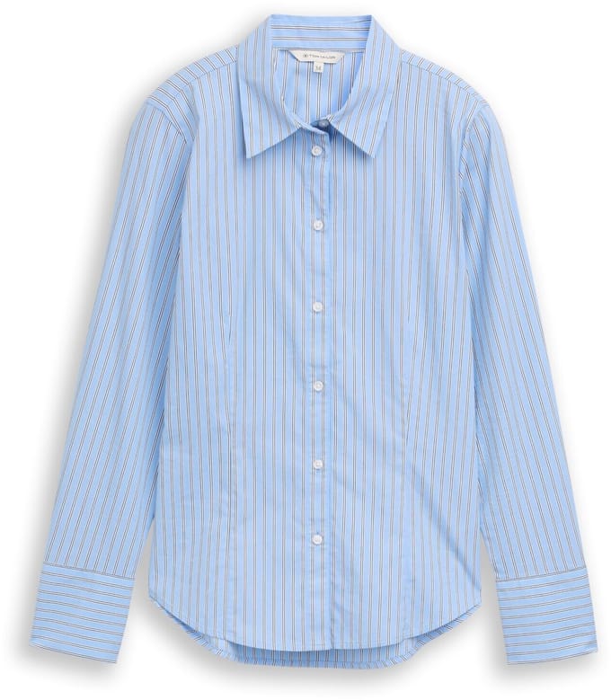 Tom Tailor - Getailleerde popeline overhemdblouse - Maat 36 - blue white poplin stripe