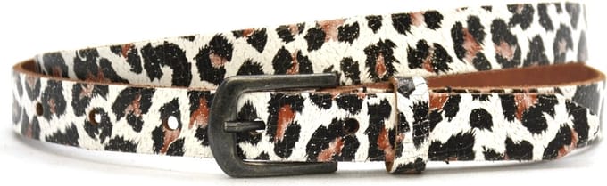 Moderiemen 2cm dames riem met panter - 100% leer - Maat 85 - Totale lengte 100 cm