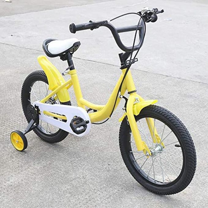 Kinderfiets - Peuterfiets - Leren Fietsen - Afneembare Stabilisatoren - 16 inch - Geel