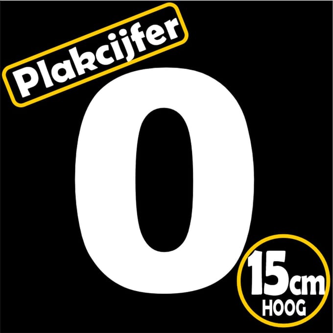 Jerma - Plakcijfer - 0 - sticker - 15 cm - Hoog - Wit - Plasticfolie - Zelfklevend - Binnen - Buiten