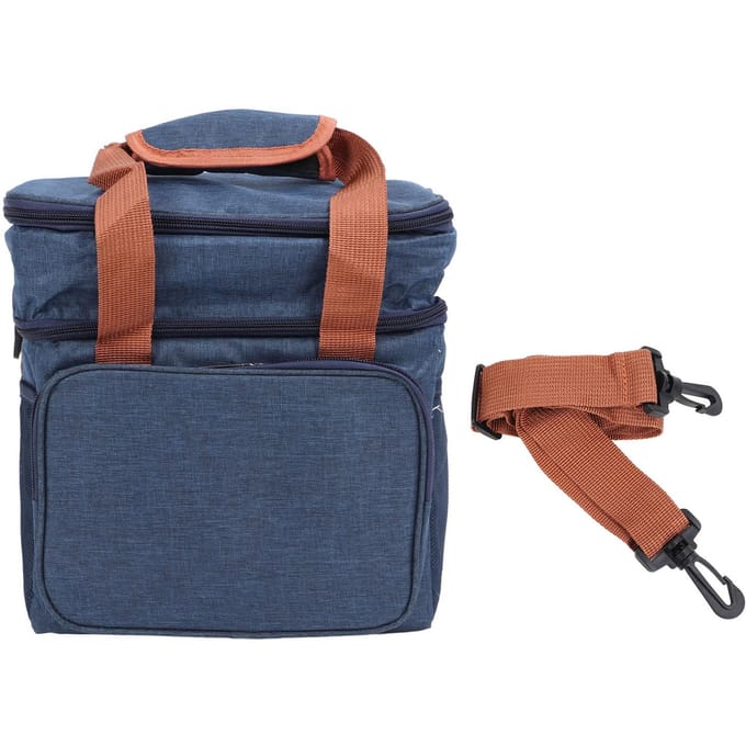 Lunchtas 2-laags Messenger Grote Capaciteit Waterdicht Lekdicht 2-Weg Rits Geïsoleerde Lunchbox brown