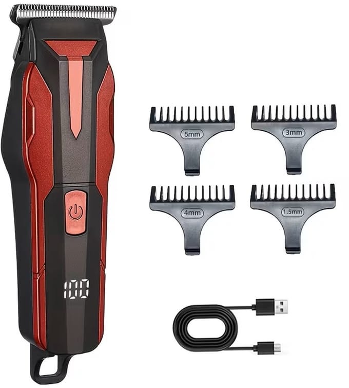 FEIYBA Scheerapparaat - Usb Oplaadbare Tondeuse - Lichaamshaar + Baardtrimmer - Krachtige Compacte Tondeuse - Kleur: Rood