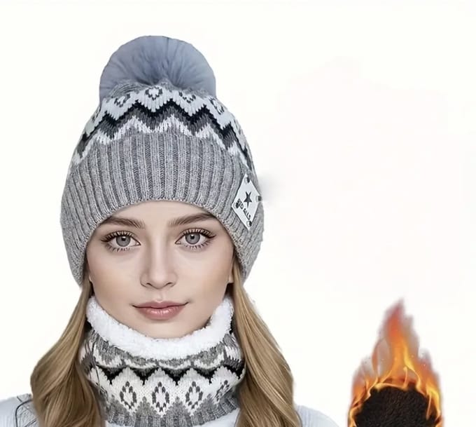 dames winter muts grijs/wit