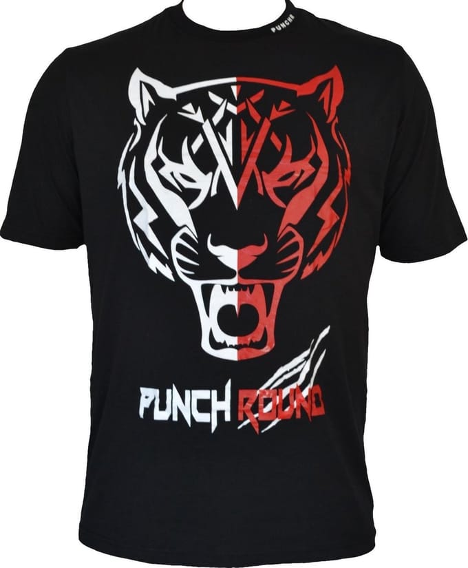 Punch Round Tiger Razor Shirt Zwart Wit Rood - L