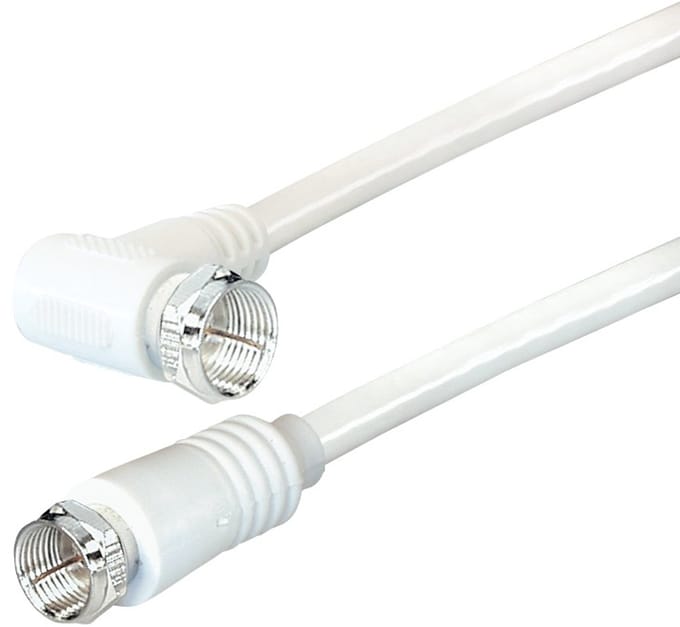 F (m) recht - F (m) haaks coaxkabel - wit - 2,5 meter
