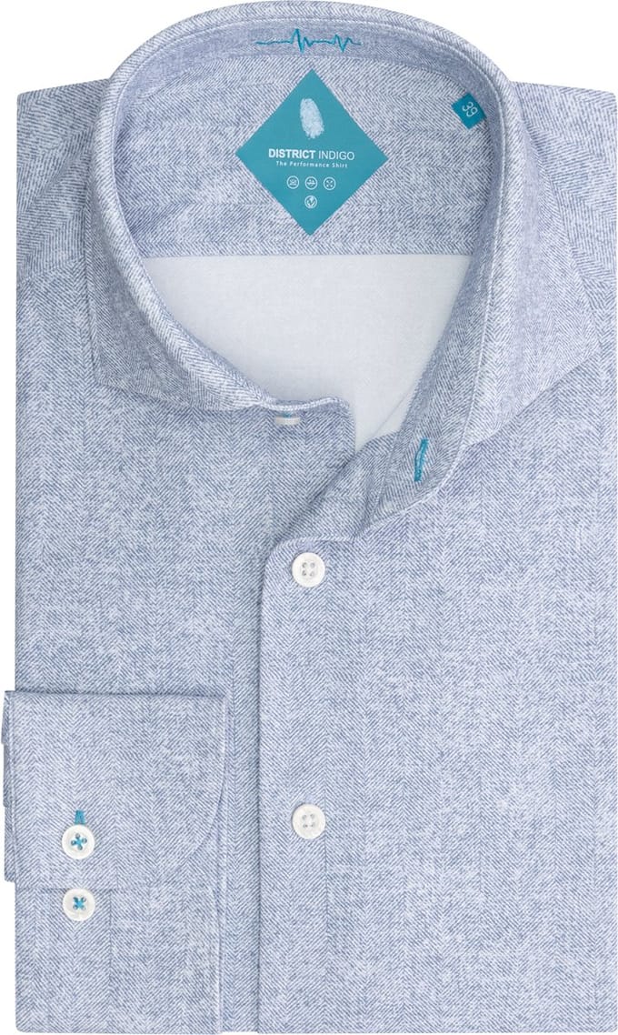 District Indigo Performance Overhemd Herringbone Light Blue (7.12.025.702 - 318)