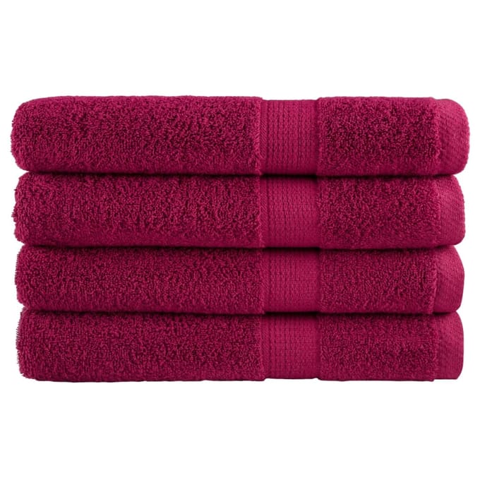 vidaXL - Handdoeken - SOLUND - 4 - st - 600 - g/m² - 100x200 - cm - bordeauxrood