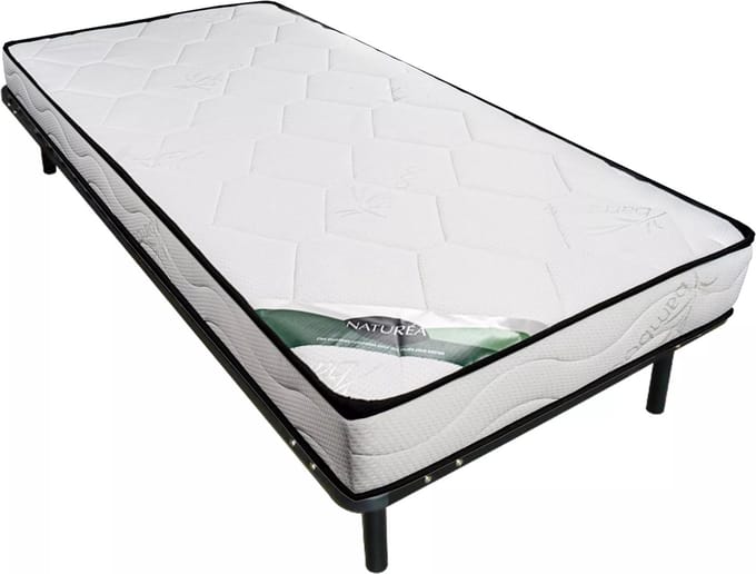 Vente-unique Set 90 x 190 cm lattenbodem + matras van schuim en tijk van bamboe - KANANI van NATUREA