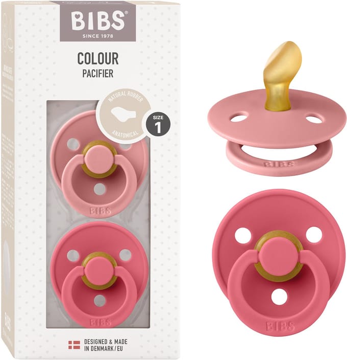 BIBS Colour Fopspeen - 0-6 mnd - 2-pack - Anatomisch - Dusty Pink/Coral