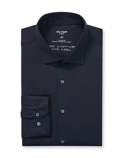OLYMP No. Six 24/Seven Overhemd, Super Slim, Modern Kent, Marineblauw
