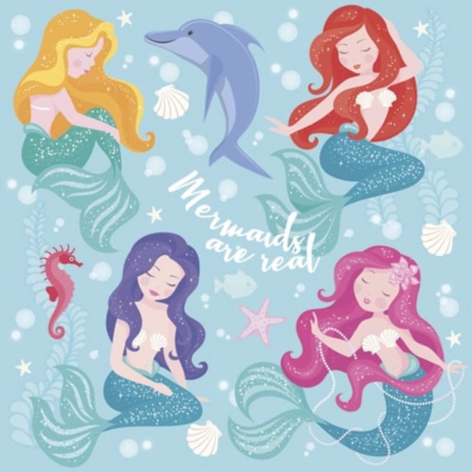 Lunch servetten Pastel Mermaids - Daisy - 33x33 cm