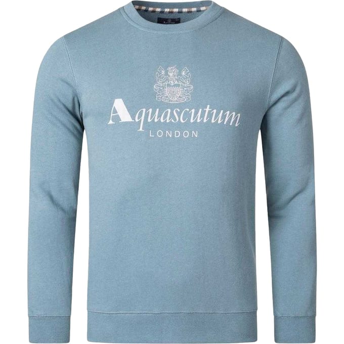 Aquascutum Heren Sweatshirt met groot logo Active (Blauw)