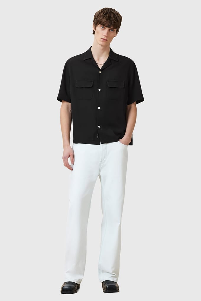 AllSaints Farley Ss Shirt Black Größe: M | Casual hemden Outlet | Herren | Schwarz