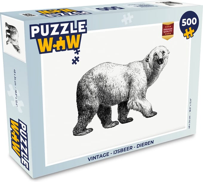 Puzzel Vintage - IJsbeer - Dieren - Legpuzzel - Puzzel 500 stukjes