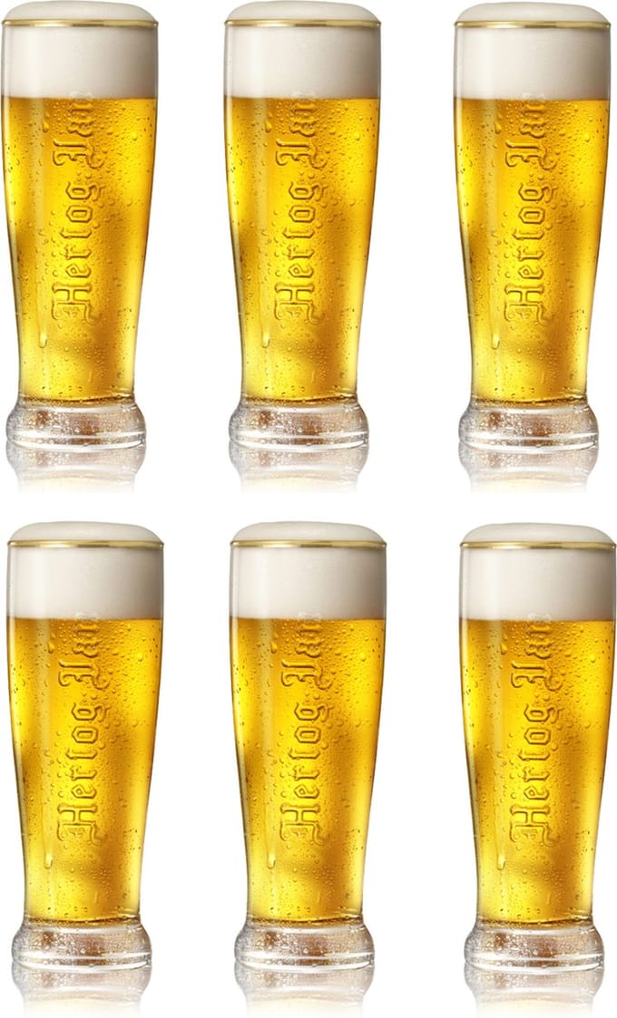 Hertog Jan Pilsener Bierglazen 25cl set van 6 - Bier Glas 0,25 l - 250 ml