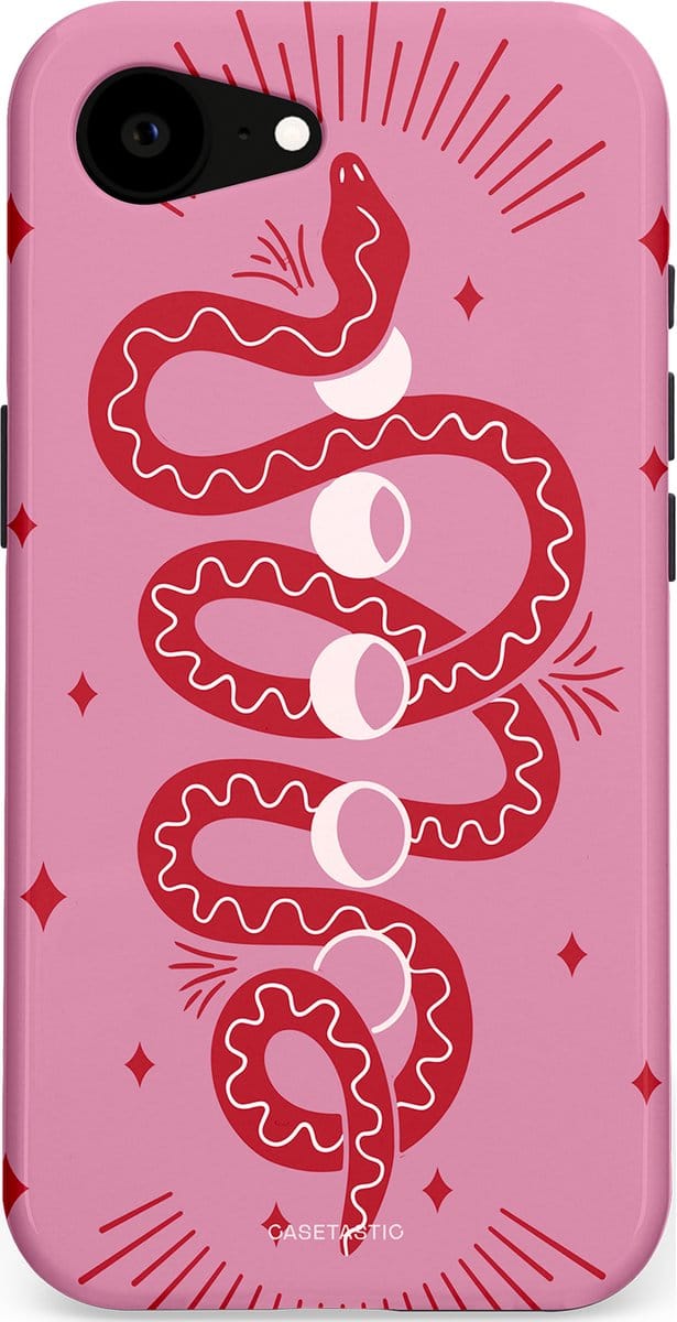 Casetastic hoesje geschikt voor Apple iPhone 16e / Apple iPhone 17e - MagSafe - Dubbellaagse bescherming - Eclipseslang - Fashion Case - Lila Koraal