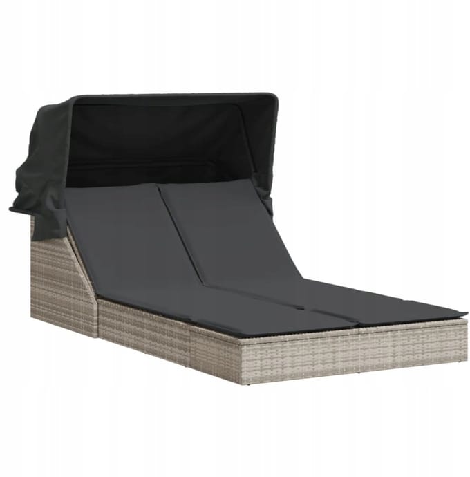 Dubbele Loungestoel met Kussens en Zonnedak - Tuin, Balkon