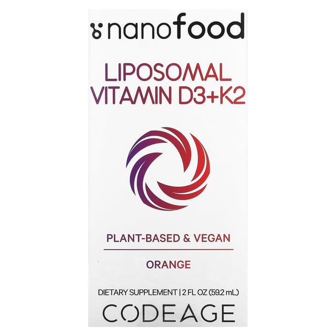 Codeage, Liposomale Vitamine D3+K2, Sinaasappelsmaak, 59,2 ml (2 fl oz)