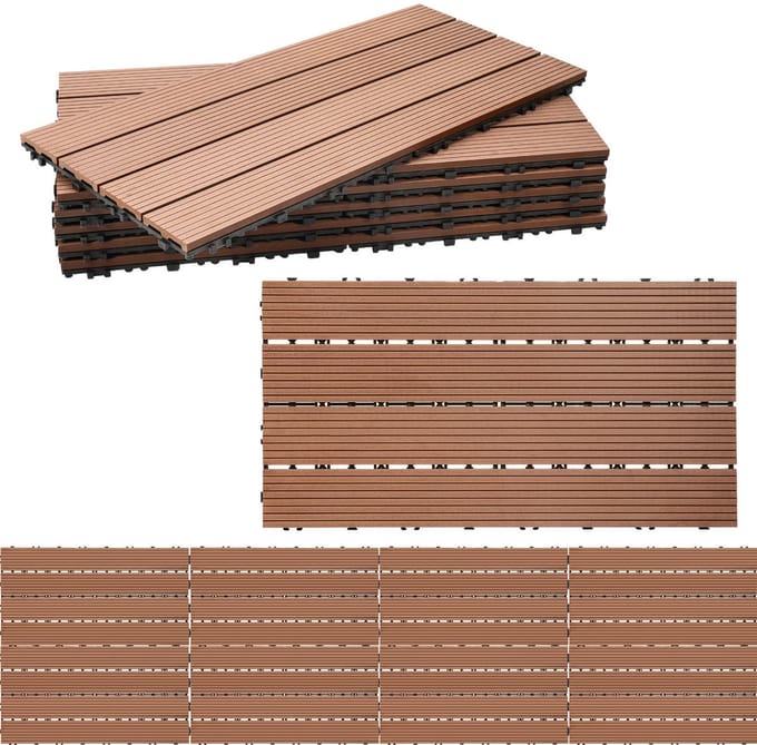 WPC Kliktegels – 6 stuks – 30 x 60 cm – Houtlook – Bruin
