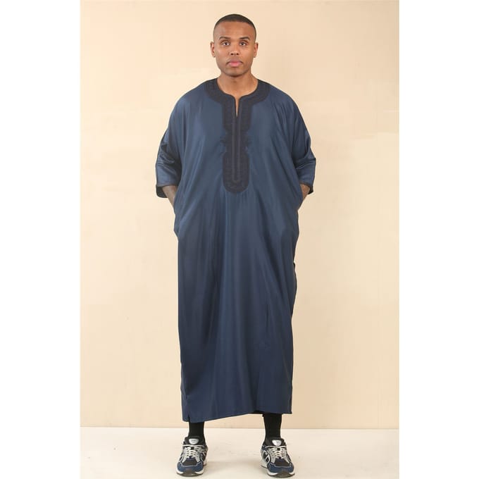 Heren blauwe Marokkaanse Thobe Djellaba Jubba Robe Eid