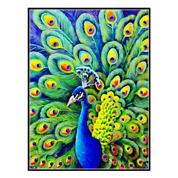 DIY Diamond Painting Volledige Cirkel 5D Diamant Borduurwerk Dier Pauw Open Kruissteek 20X30CM blue