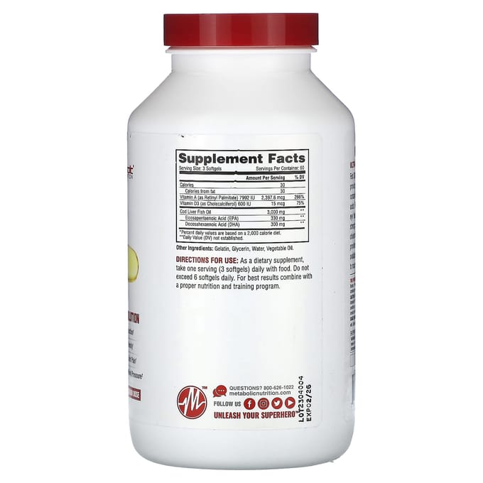 Vis 3000, 180 zachte capsules (1000 mg per softgel)
