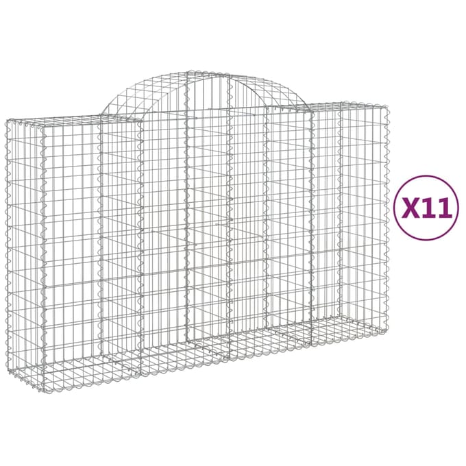 vidaXL - Schanskorven - 11 - st - gewelfd - 200x50x120/140 - cm - ijzer