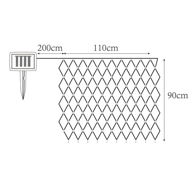 Globo Zonne-LED-lichtgordijn IP44 110 x 90 cm, 100 lampjes