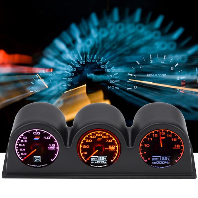 Zwart Universeel 52mm2  3-Gats Triple Dashboard Meter Pod Mount Houder black
