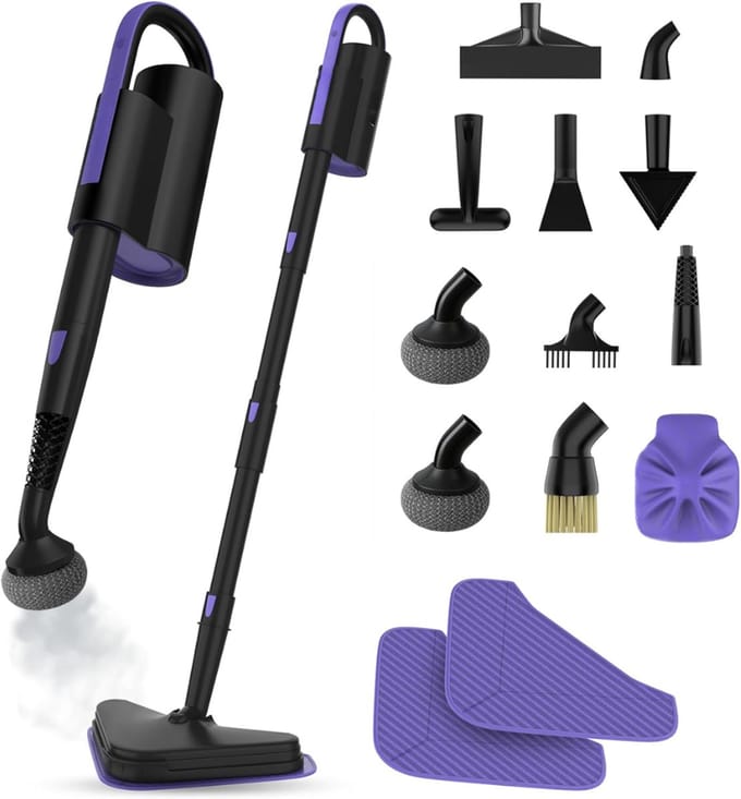 AHD® Stoomreiniger vloer - Stoomreiniger - Stoomreinigers - Zwart/Paars - 45cm x 42cm x 13cm