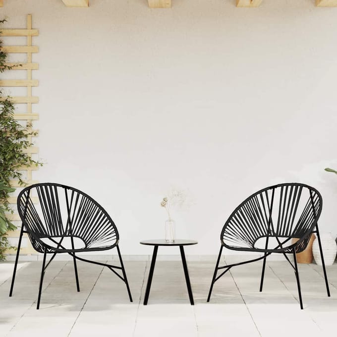 vidaXL - Set - tuinstoelen - 3-delig - poly - rattan - zwart