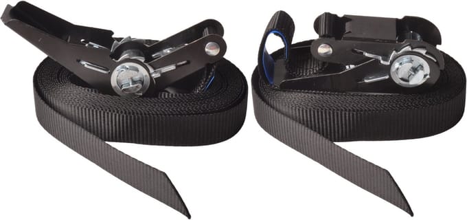 Spanband set van 2 stuks zwart 500x2,5 cm (750 kg)