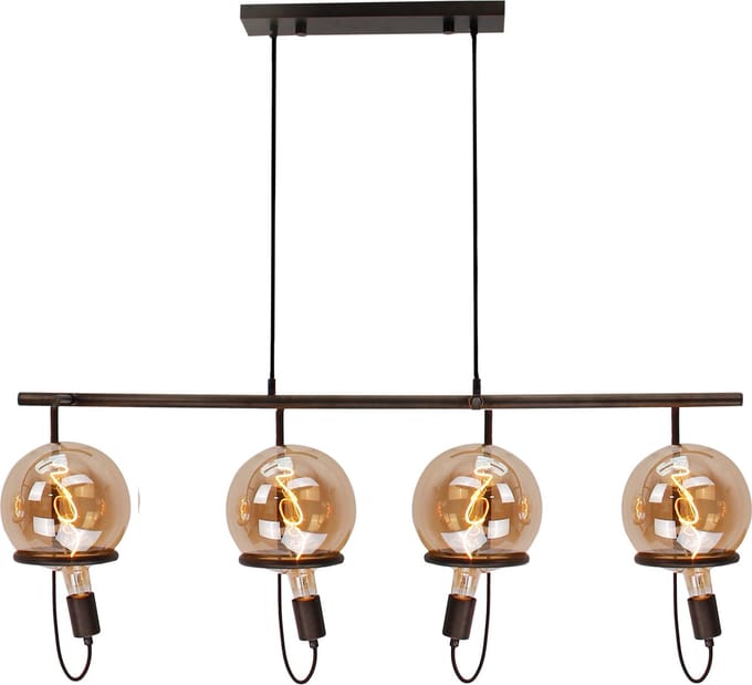 Chericoni Anello Hanglamp - 4 lichts - Lengte: 115 cm - E27 - Zwart