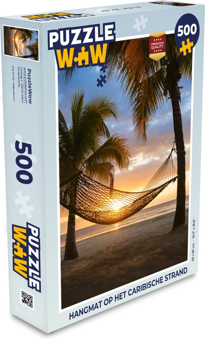 Puzzel Hangmat op het Caribische strand - Legpuzzel - Puzzel 500 stukjes