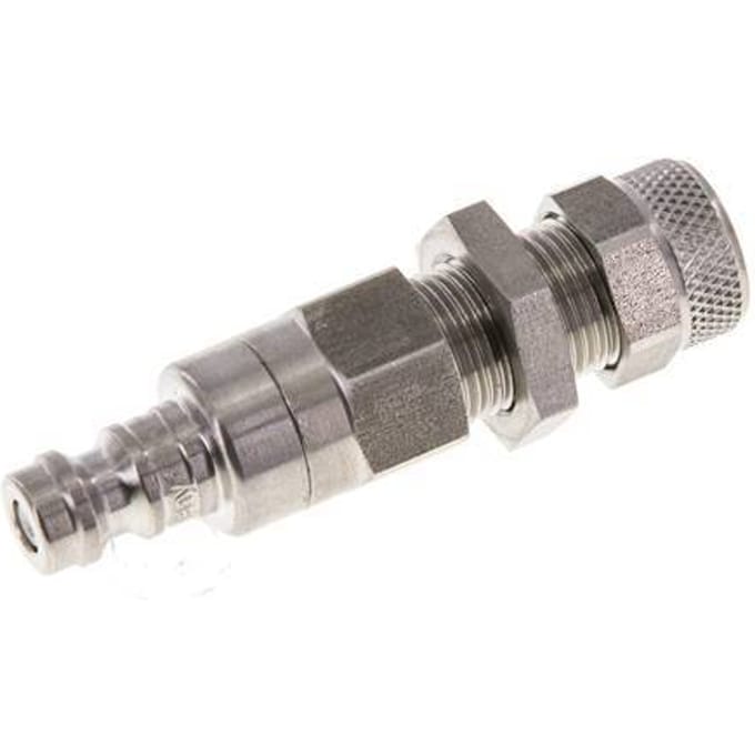 RVS DN 5 Luchtkoppeling Insteeknippel 6x8 mm Push-On Schotkoppeling Double Shut-Off - CLP5-NB-S-SV-6