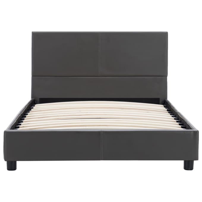 vidaXL - Bedframe - kunstleer - grijs - 100x200 - cm