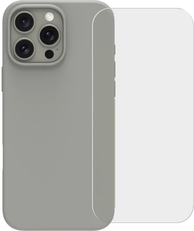 BlueBuilt Back Cover iPhone 16 Pro Max Grijs + Screenprotector Glas