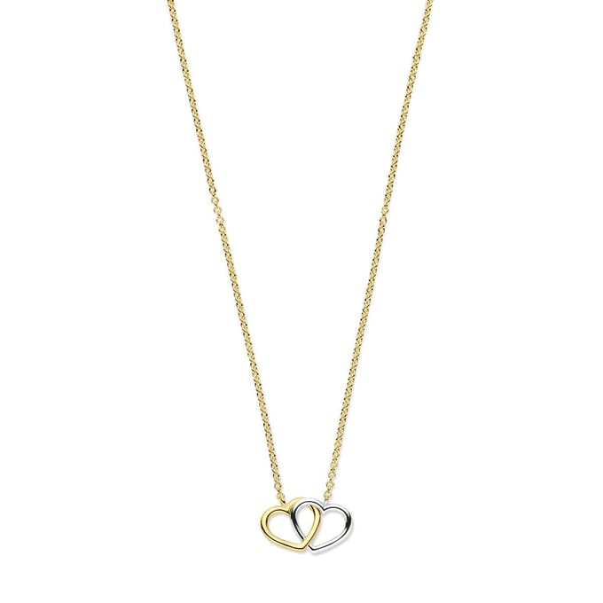 14K bicolor goud geel/wit collier hartjes 41 - 43 - 45 cm 4208939