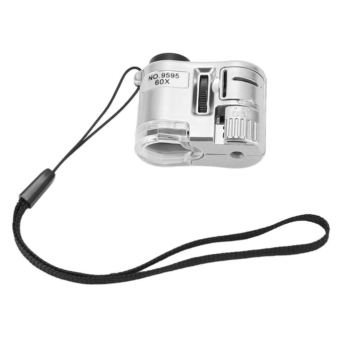 Mini Microscope de Poche 60X Loupe avec Lumière LED Microscope Portable avec Lampe UV de Détection de Billets pour Argent