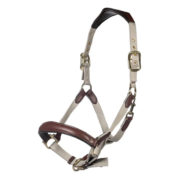 Halsband voor paard leer en nylon HKM Luna