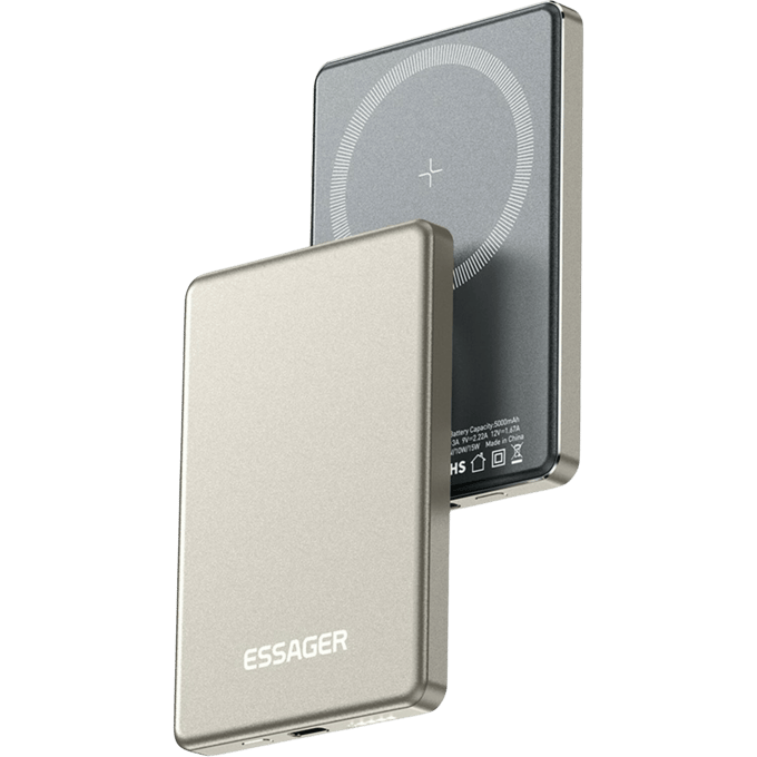 Essager 5000mAh 8mm Super Slim Fit MagSafe Wireless Powerbank Titanium 5.000 mAh