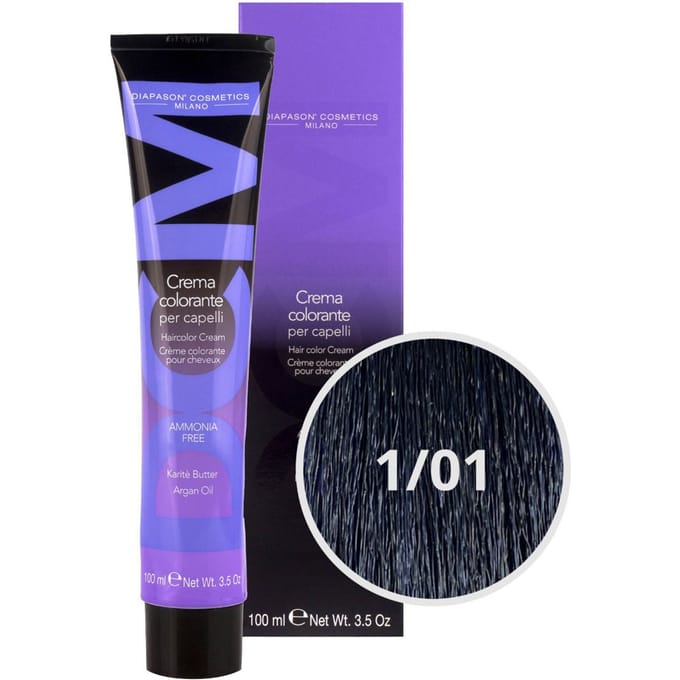 DCM Hair Color Cream Ammonia Free 1/01 Ash 100ml