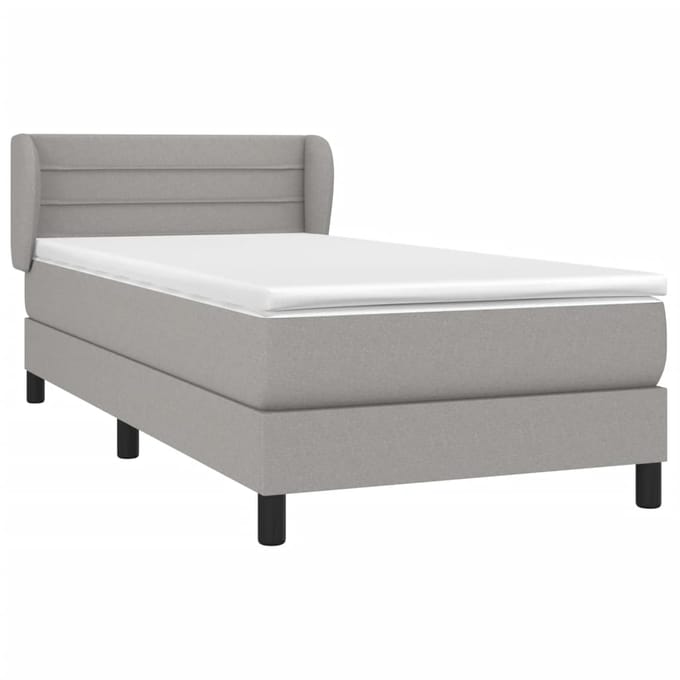 vidaXL - Boxspring - met - matras - stof - lichtgrijs - 100x200 - cm
