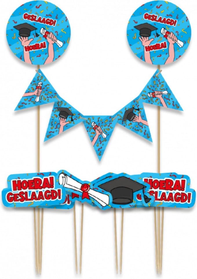 Paperdreams - Taartdecoratie set Geslaagd - 9 stuks