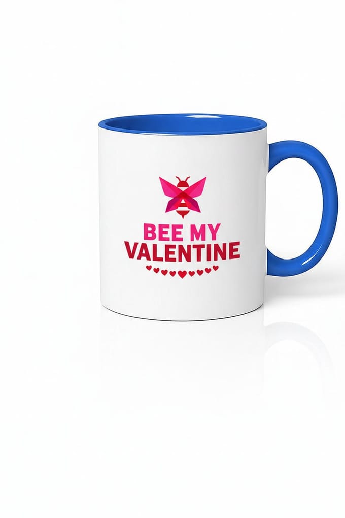 Valentijn Mok 'Bee My Valentine' | Romantisch Cadeau met Roze Bij & Harten